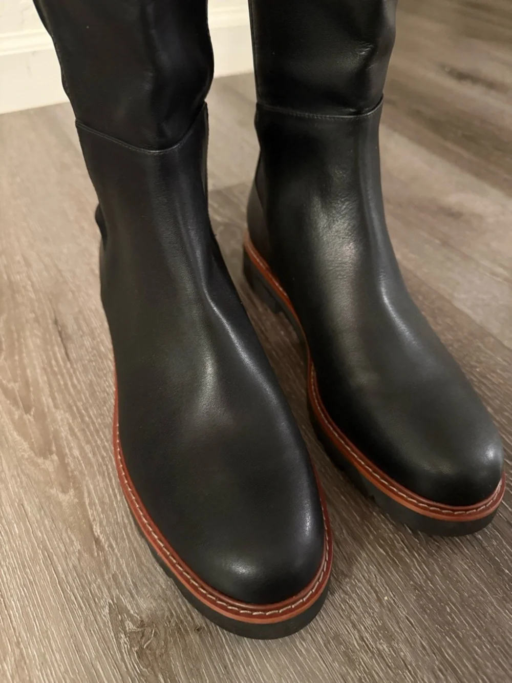 Stuart Weitzman Black Leather Adrina City Boot Over The Knee Boots Size 9 / 39.5